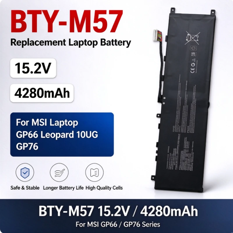 BTY-M57 4280mAh Laptop Battery for MSI GP66 GP76 MS-17K3 Leopard 10UG Series 10UG 10UE 11UG 11UH 10UH 11UE Series