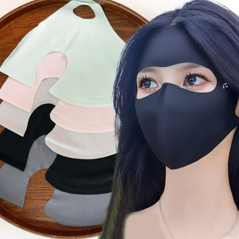 ใหม่ Full-Face ฤดูร้อนครีมกันแดดหน้ากากผู้หญิงกลางแจ้ง Face GUARD ล้างทําความสะอาดได้ Soft Breathable ICE Silk Sun หน้ากากป้องกัน