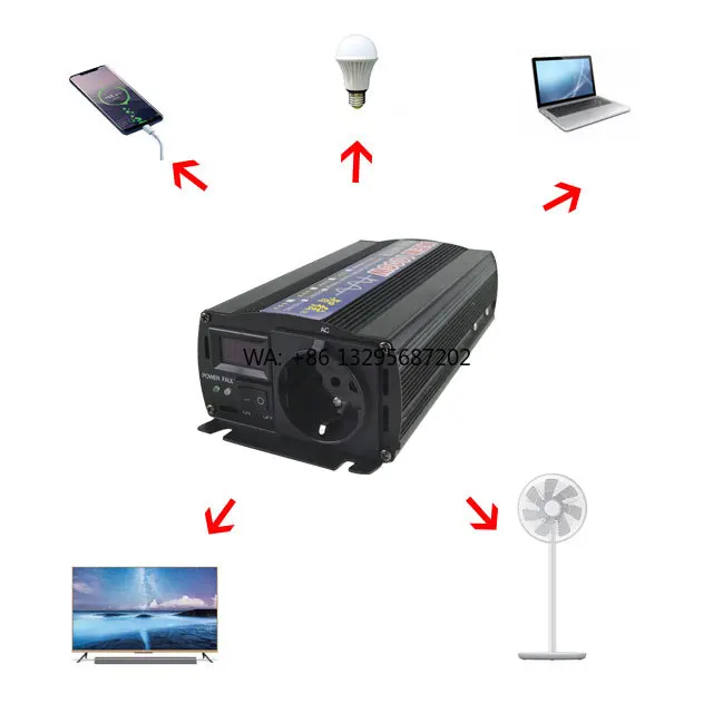 

Мини-инвертор для дома и автомобиля 500 Вт/1000 Вт/1500 Вт/2000 Вт, преобразователь DC 12В/24В в AC 110В/220В с ЖК-дисплеем