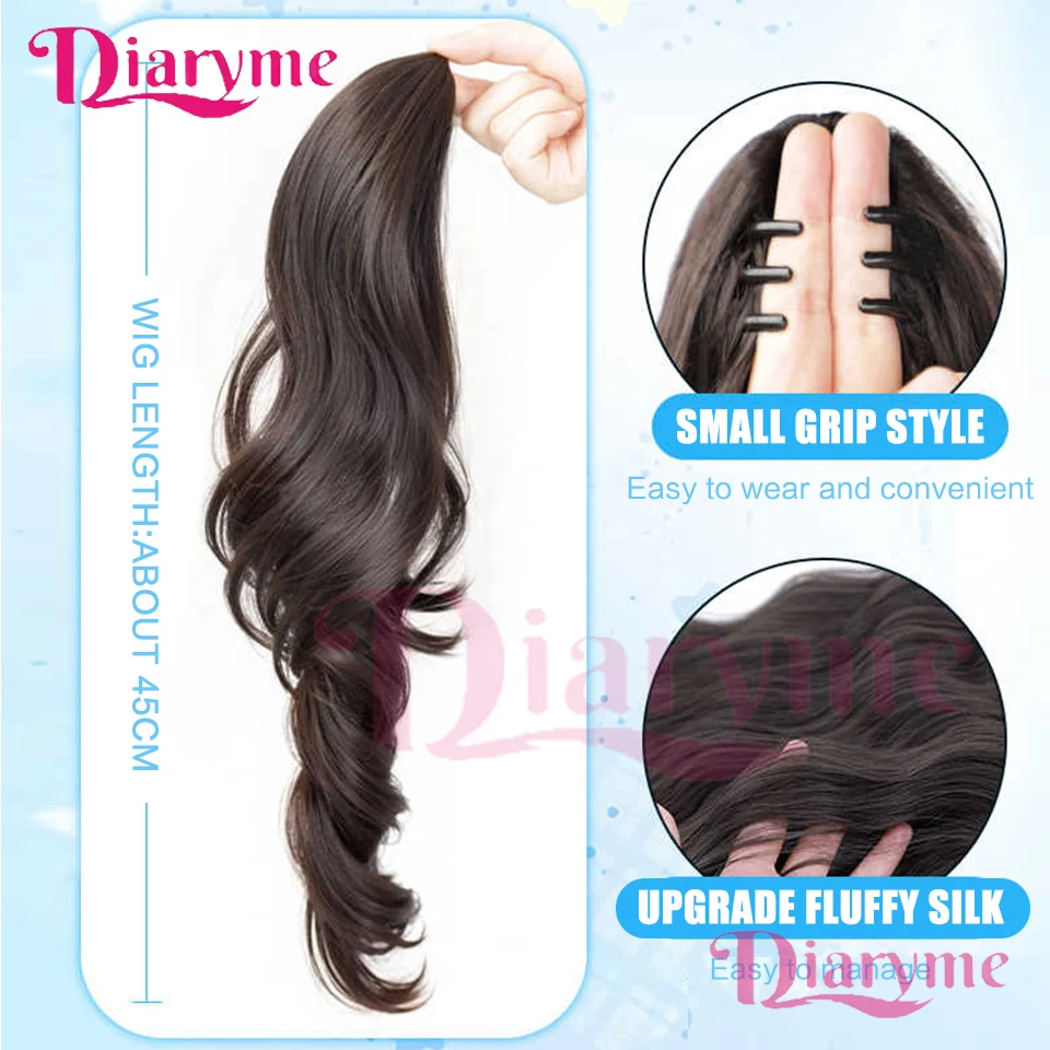 Parrucca sintetica con coda di cavallo, stile clip, parrucca con coda di cavallo riccia ondulata legata lateralmente, adatta per le donne da indossare nei festival quotidiani