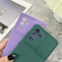 Dla Samsung Galaxy S24 Fe A06 A16 A55 5G A35 A15 4G Przesuwna ochrona aparatu Płynne silikonowe miękkie etui S 24 A 16 55 35 15 Cover