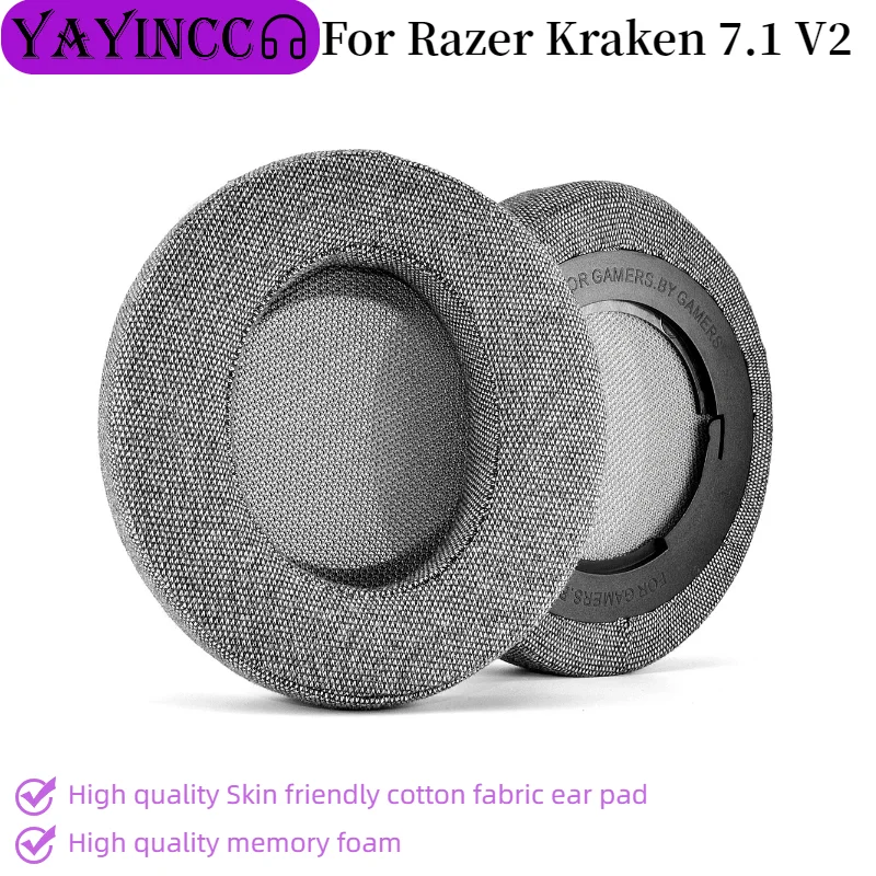 

New Arrivals Replacement Skin friendly cotton fabric Ear Pads For Razer Kraken 7.1 V2 Pro Headphones Memory Foam Ear Cushions