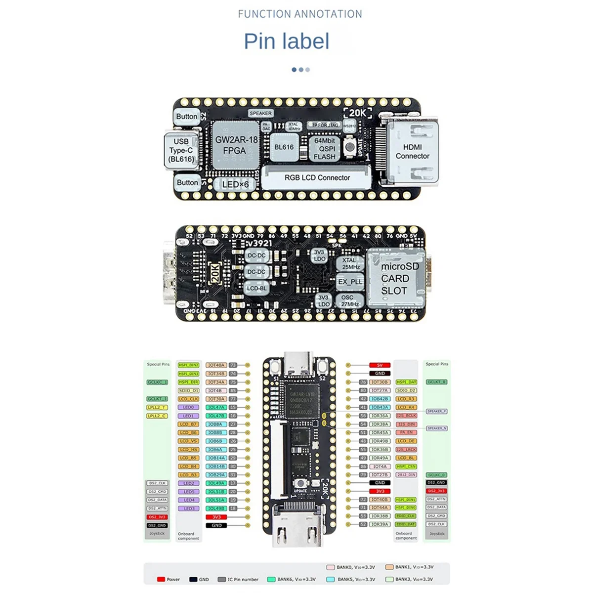 Y19A For Sipeed Tang Nano 20K FPGA Development Board Low-Latency 64Mbits High-Speed RISCV Linux Retro Game Player