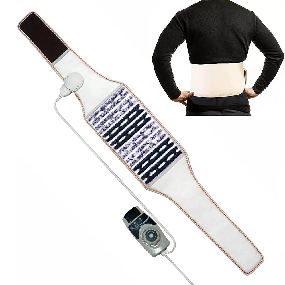 STLFEليكترية كريستال اليشم حزام تدليك مع وسادة الأحجار الكريمة التدفئة لآلام أسفل الظهر والخصر فترة الجمشت لتخفيف الآلام ديفي