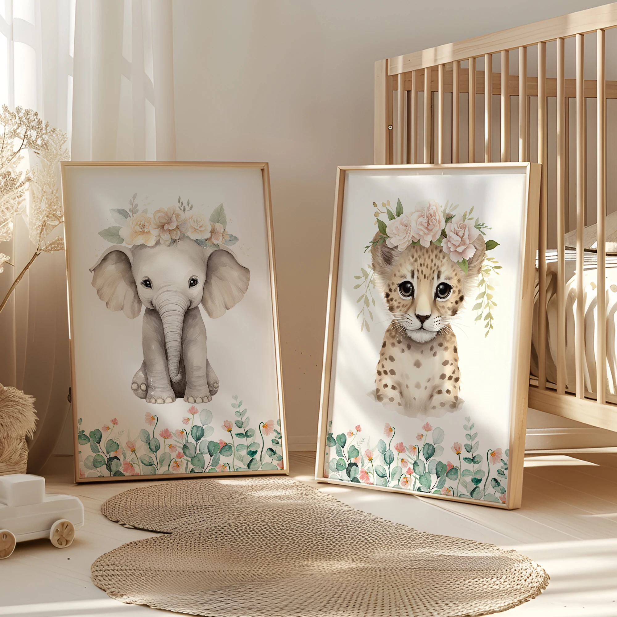 3 pçs nome personalizado animais tropicais elefante, leopardo presente arte da parede impressão imagem sala de estar crianças quarto decoração casa