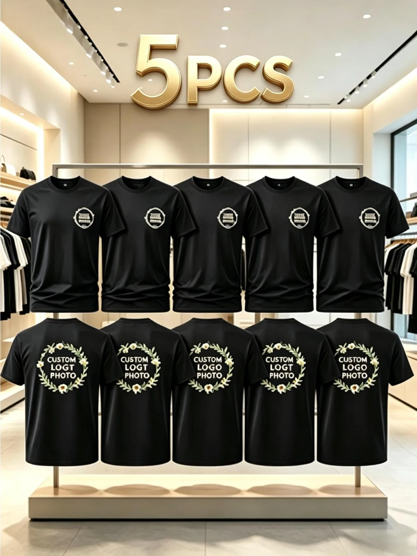 Corporate Team Building Custom T-Shirt 5pcs Set, Small Logo on Chest And Large Circle on Back, Custom Team Culture Shirts