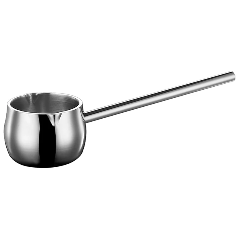 Mini Butter Warmer With Long Handle Induction Milk Warmer Pot Small Saucepan SUS316 Tri-Ply Stainless Steel (300Ml)