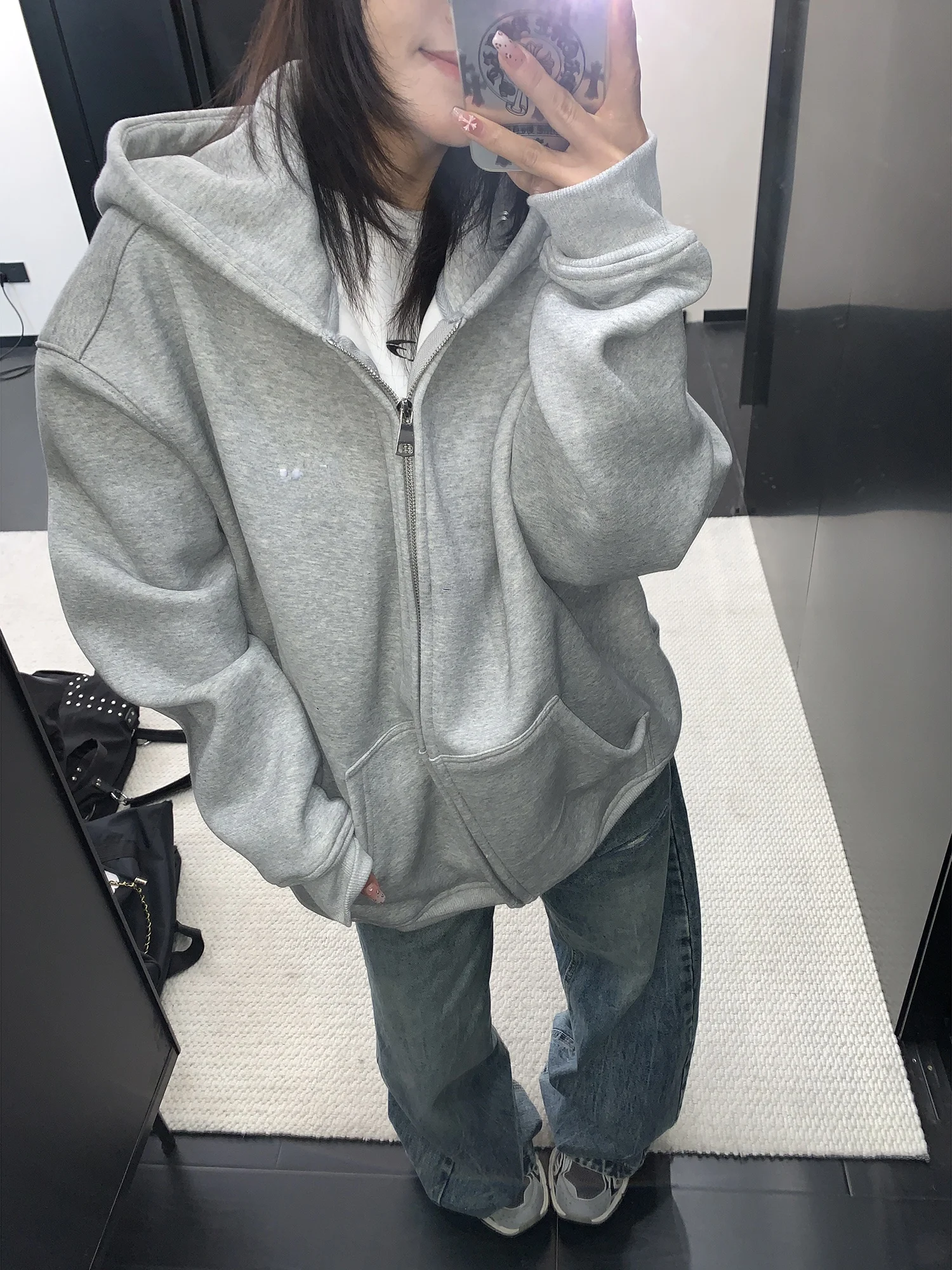 

Женская утепленная куртка Oisis с капюшоном, вышивкой, свободного кроя, с длинными рукавами, хлопковое пальто, весна 2026, модный открытый кардиган