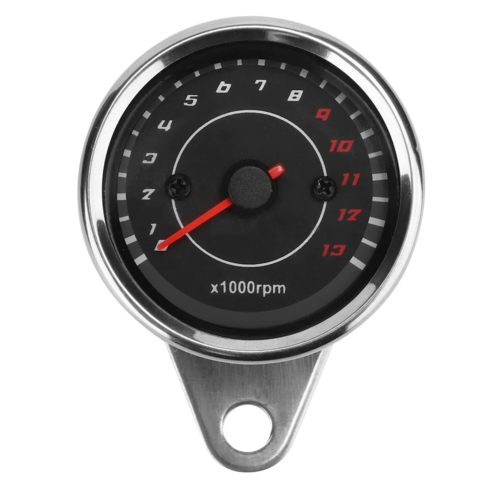 Motorcycle Backlight Tachometer Speedometer Aluminum Gauge ReplacementSilver  Housing Black Dial