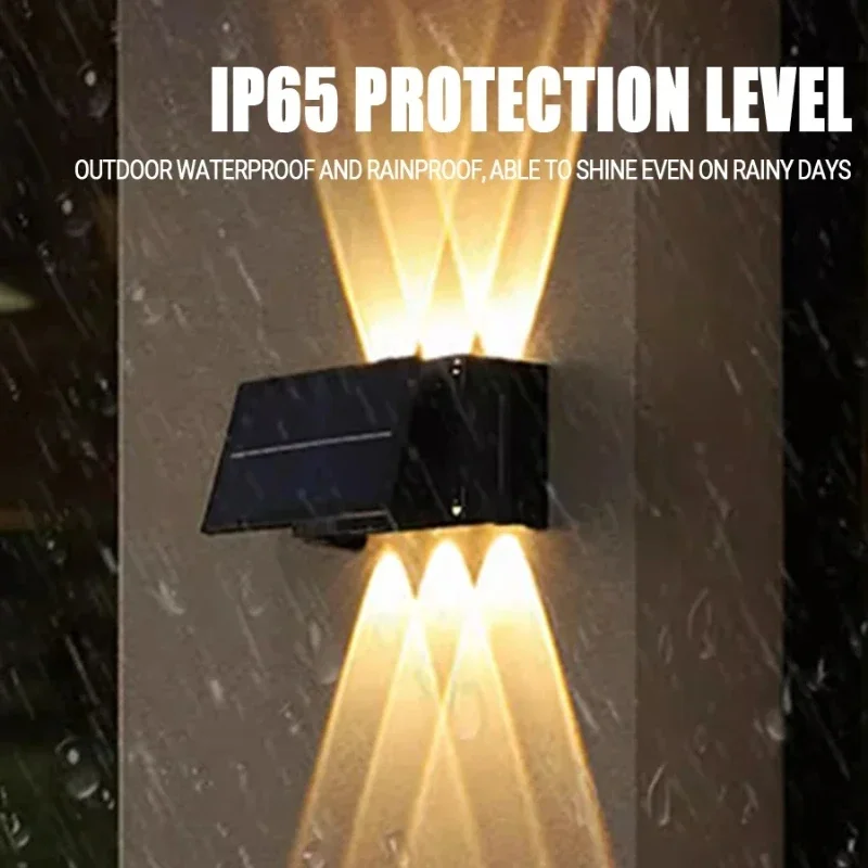 LED Solar Wall Lamp Outdoor Rainproof Water Garden Courtyard Intelligent Light Control Lamp Outdoor Lighting Wall Washing Lamp