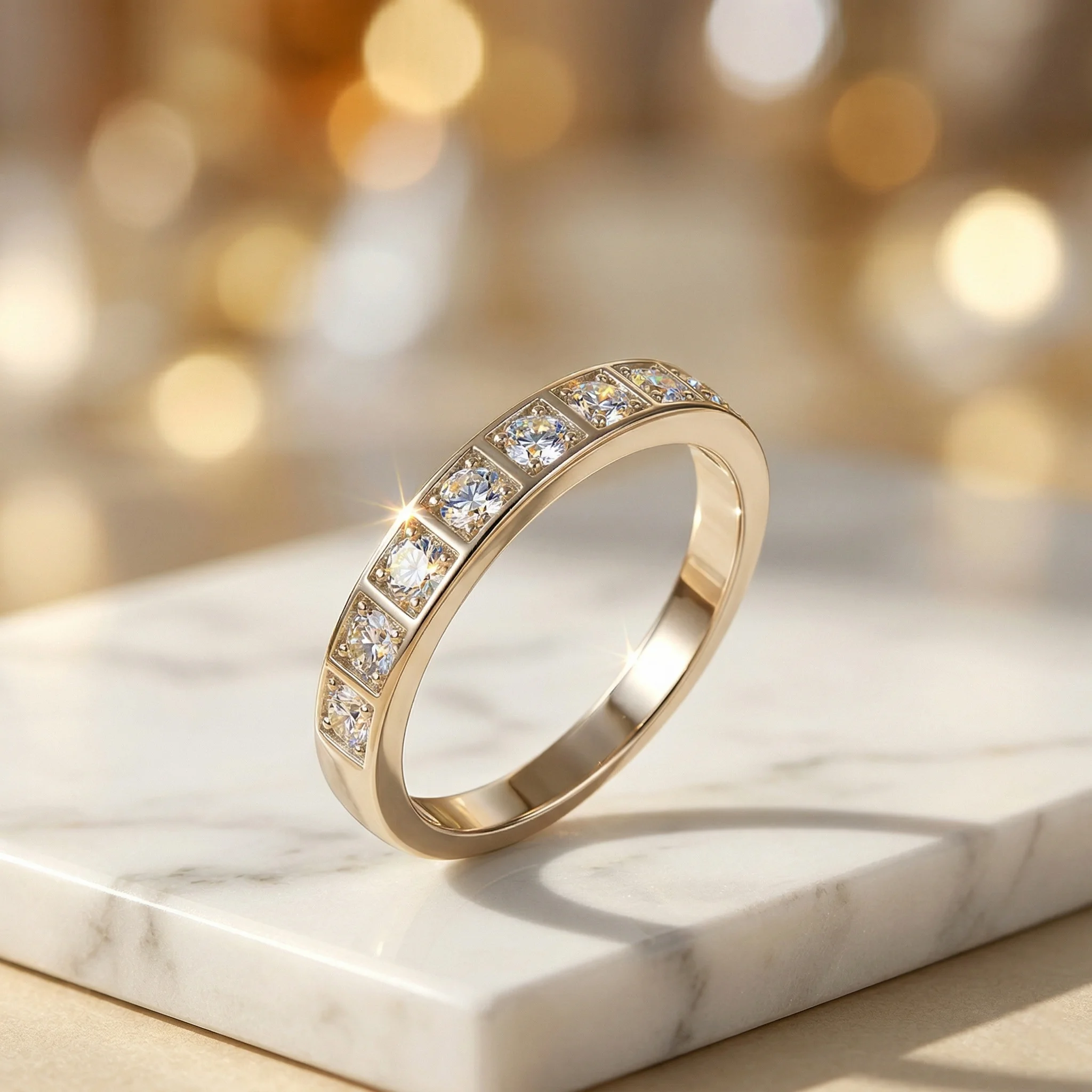 

S925 Silver Gold Plated D Color VVS1 Moissanite Band Channel Sparkling Design Luxury Engagement Wedding Anniversary Gift Ring Fo