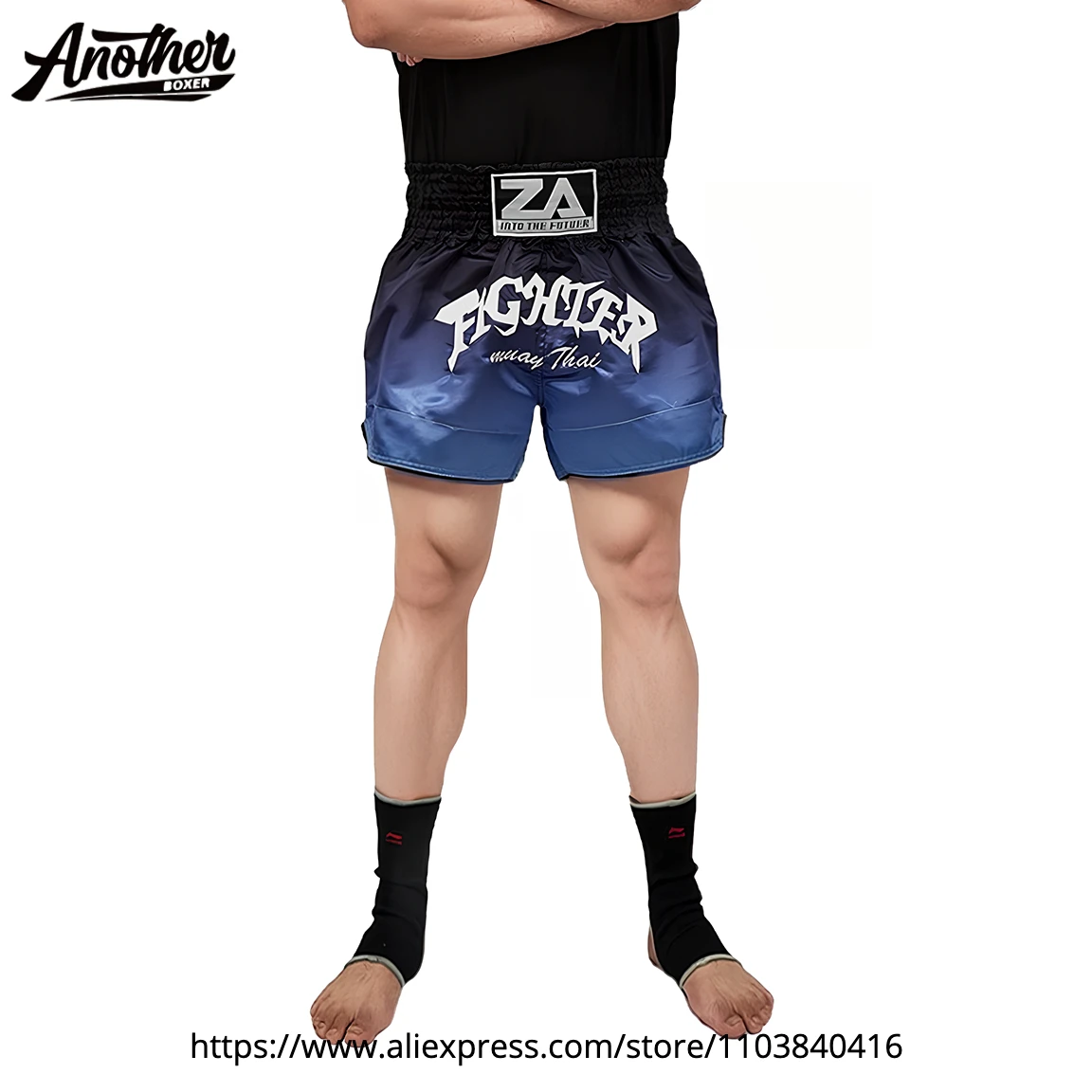 muay-thai-pants-thai-boxing-shorts-child-women-men-gradient-blue-fight-kickboxing-shorts-bjj-mma-martial-arts-training-clothes