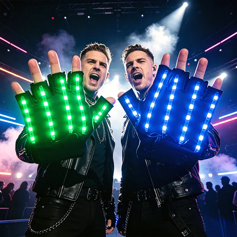蛍光djショーledグローブ点滅発光グローブメンズバークラブダンス光る指パフォーマンスハンドアクセサリー