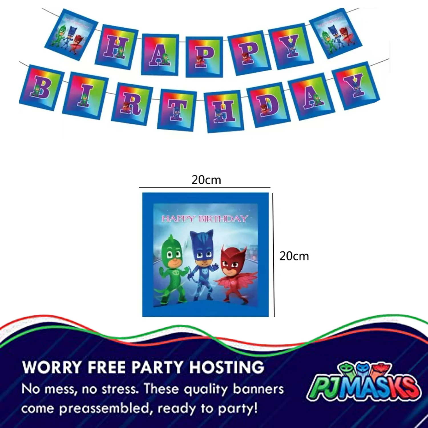 PJ Masks Birthday Party Decoration Banner PJ Mask Pennant Pulling Hanging Garland Flag Party Decor Kids Favor Party Supplies ﻿
