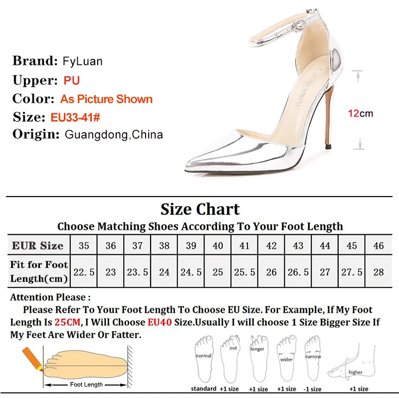 Gold Silver Shiny Heels Women\'s Sandals Ankle Buckle Wedding Evening Party High-heeled Shoes Stiletto Women Pumps