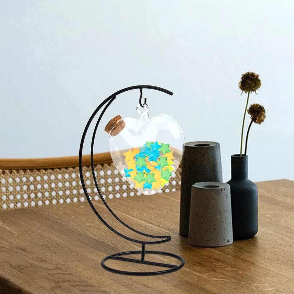 

Wishing Bottle Glass Heart Origami Hanging Jars Shaped Decorative Gift Landscape Container Glass Jar Miniature Empty Charm