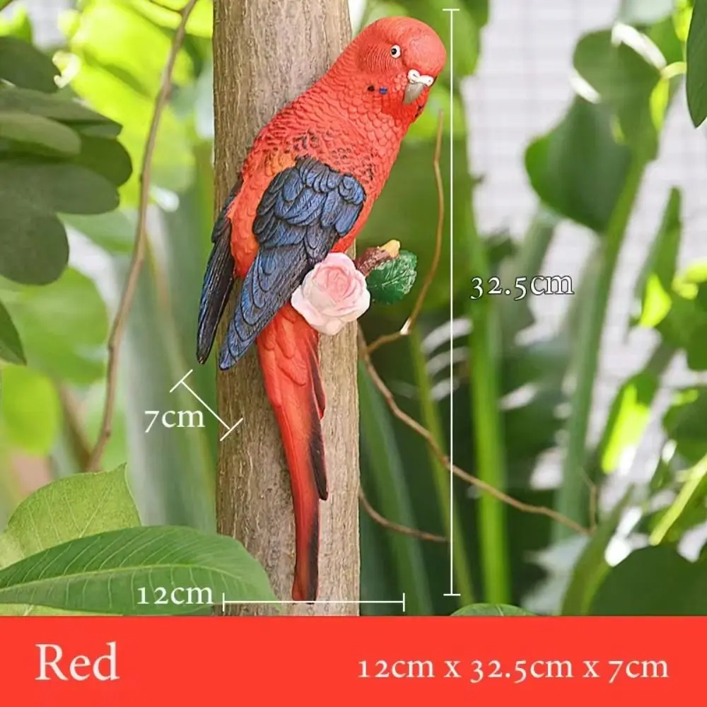 

DIY Resin Budgerigar Parrot Statue Simulated Wall Mounted Animal Sculpture Vivid Creative Bird Figurines Outdoor