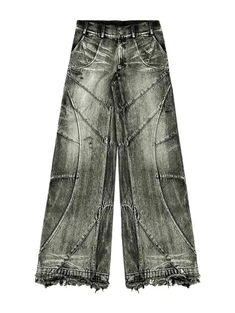 

HOUZHOU Y2k Gothic Punk Hip Hop Jeans Women Grunge Baggy Ripped Denim Trousers Streetwear Vintage Distressed Wide Leg Jeans Goth