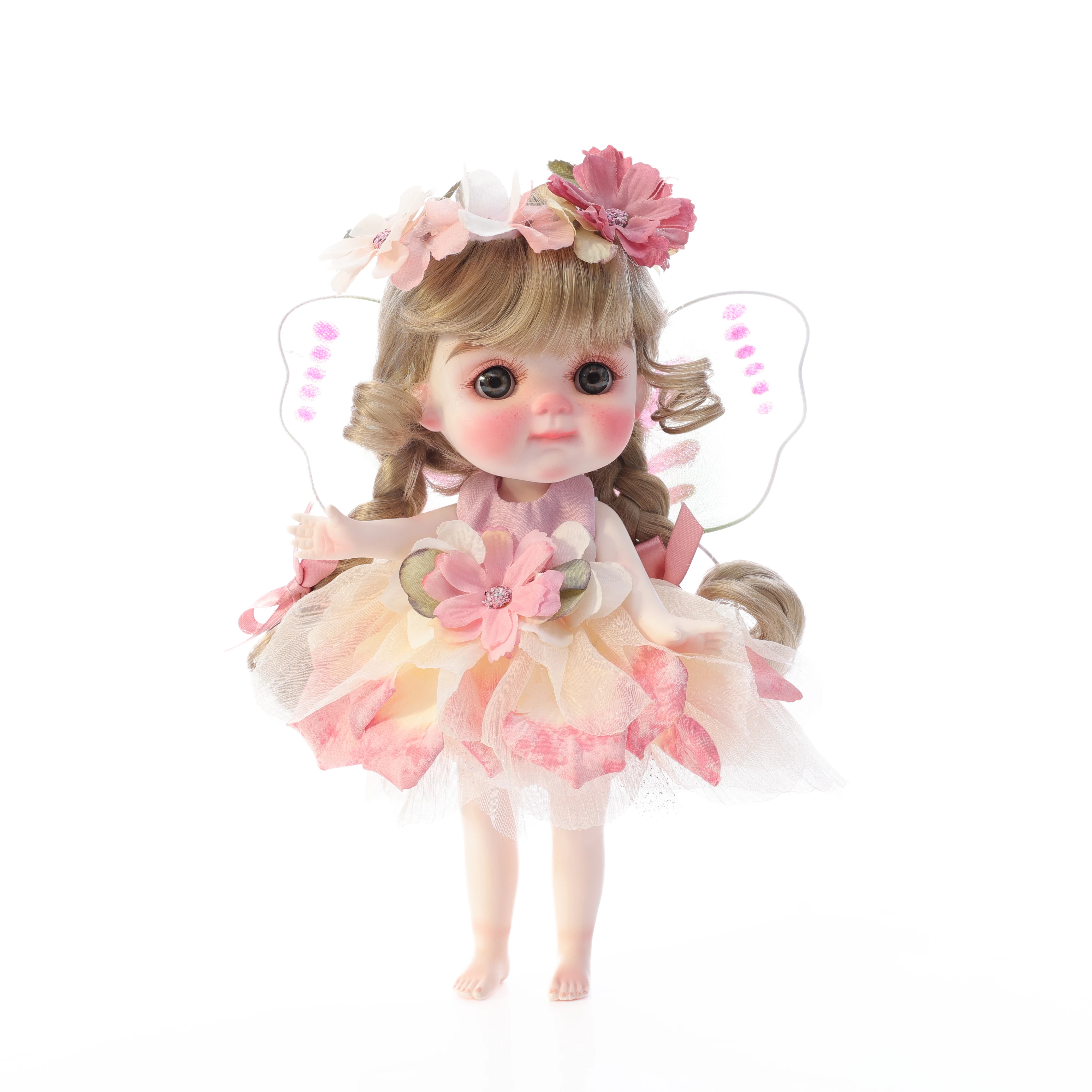 

Cloveray 10-дюймовая керамическая реалистичная фарфоровая кукла эльфа всего тела, супер милая цветочная фея, керамическая кукла, платье, съемный художественный подарок