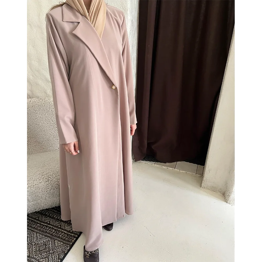 Elegant Pink Women Long Jacket Single Buckle Single Lapel Collar Female Daily Coat Formal Ankle Length Dress ropa de mujer