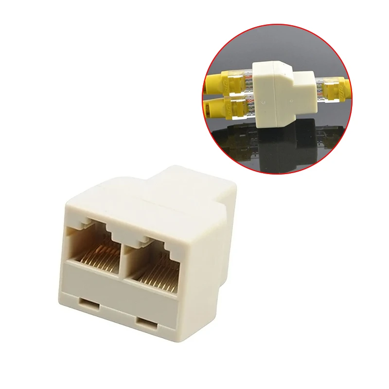 RJ45 Splitter Adapter 1 to 2 Dual Female Port CAT5/6 LAN Ethernet Socket Network Connectionsplitter Adapter P15 Splitter Adapter