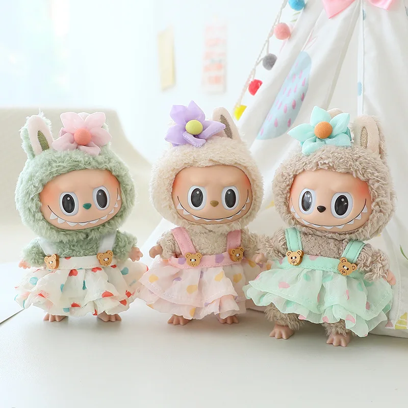17cm Cute Mini Plush Doll'S Clothes Outfit Accessories For Korea Kpop Exo Labubu Idol Dolls Skirt Hat Clothing DIY Kids Gift