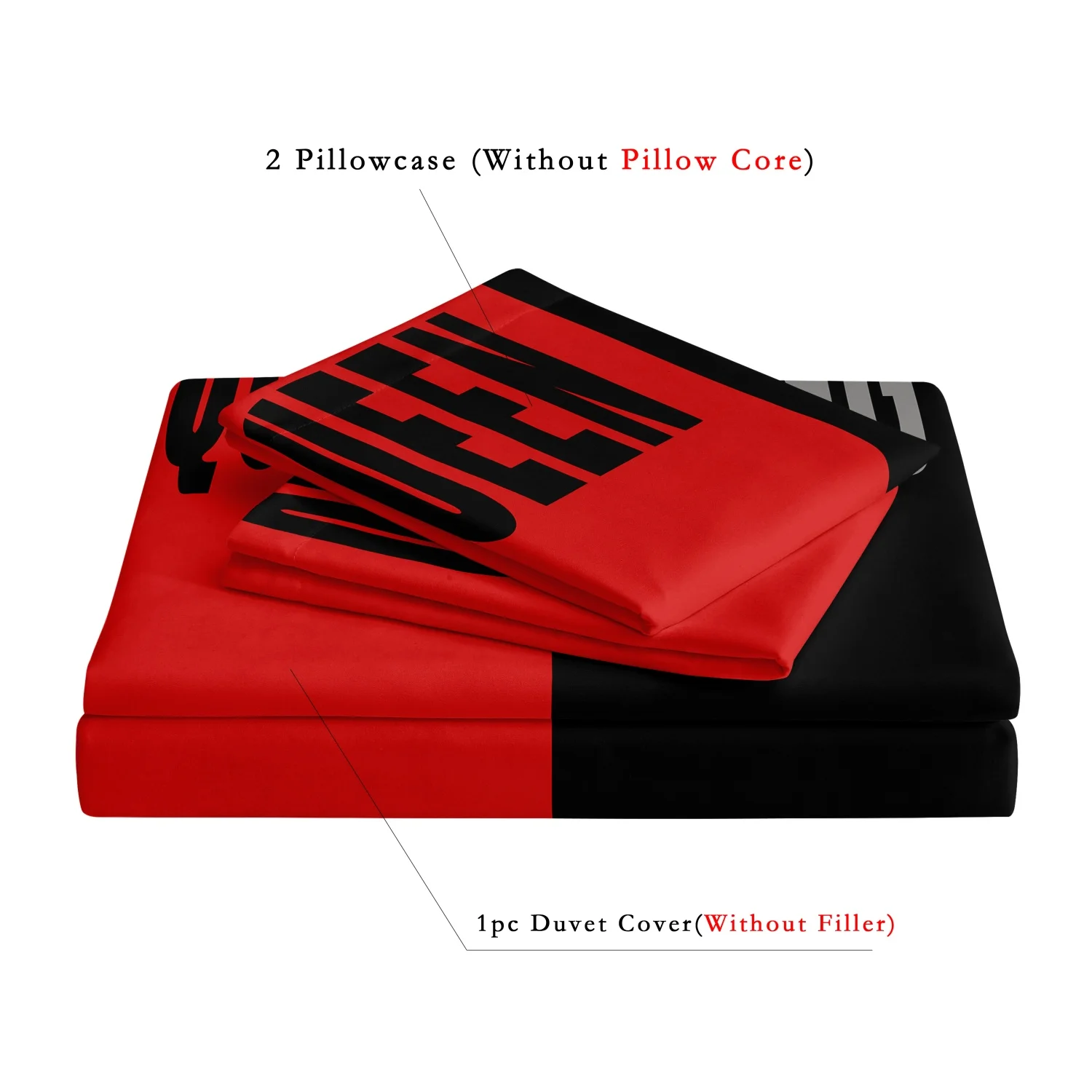 مجموعة مكونة من 3 قطع من غطاء لحاف المطبوع الرقمي على شكل قلب Queen King يمكن استخدامه كهدايا العطلات (1 * غطاء لحاف + 2 * كيس وسادة، بدون لحاف)