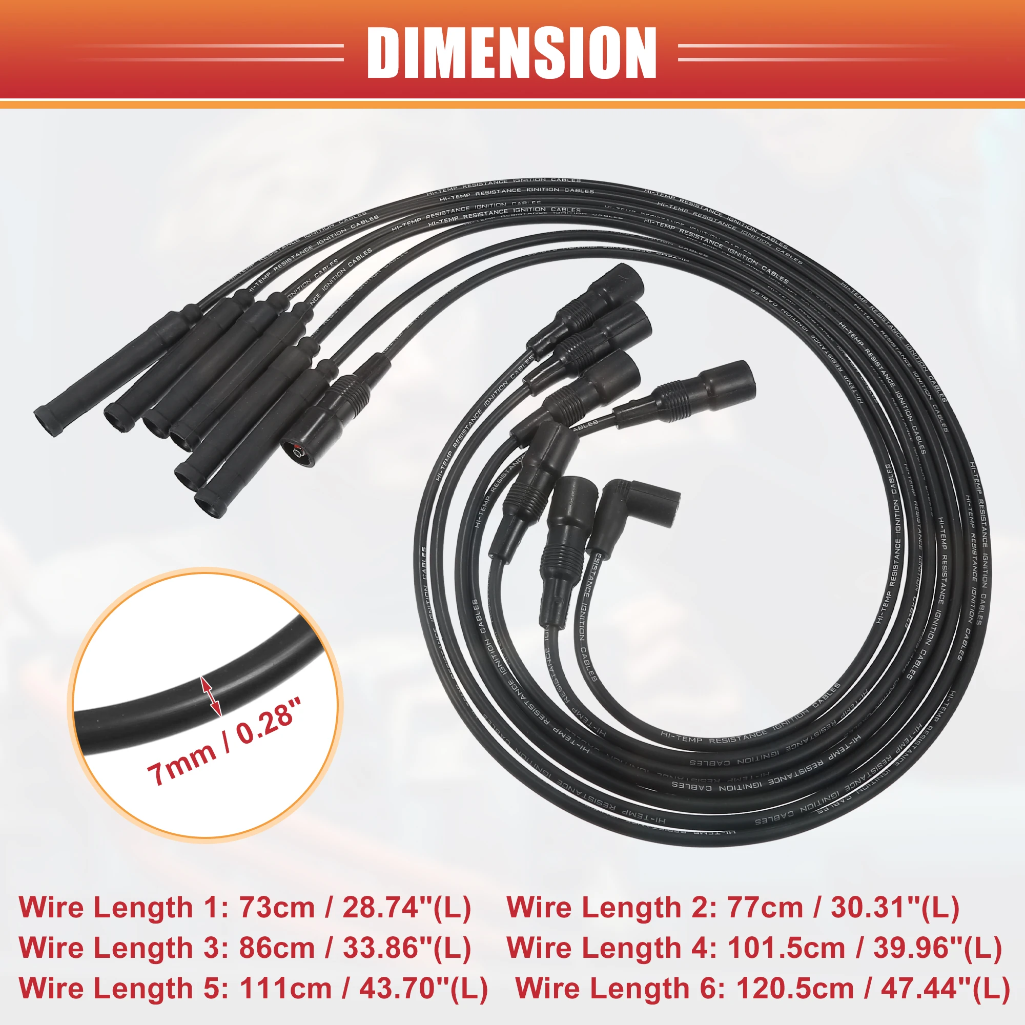 UXCELL 7 قطع كابل ملف الإشعال سلك توصيل الإشعال رقم. 12121714154 لسيارات BMW 3 Series 1986 #3
