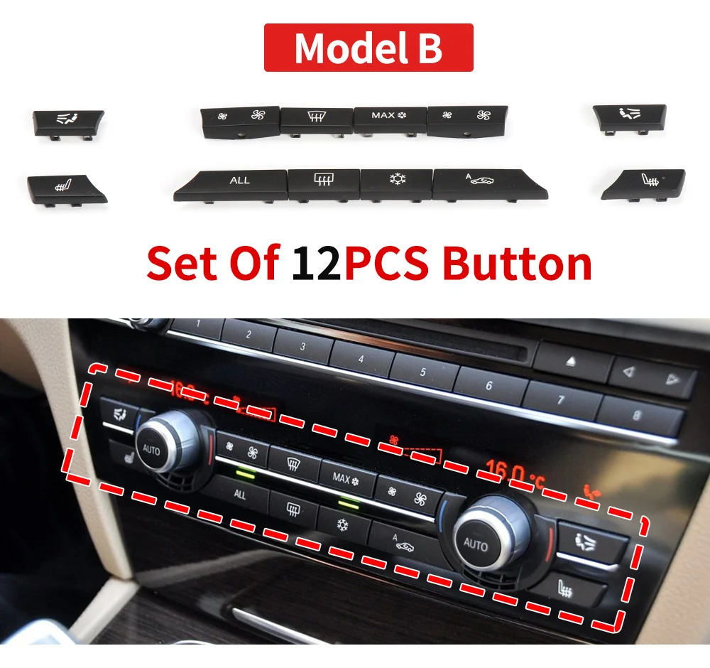 Armaturenbrett Klimaanlagen-Bedienknopf Heizungsschalter-Abdeckung für BMW 5er 6er 7er Serie X5 X6 F10 F11 F07 F06 F12 F01 F02 F15 F16 – Detail 6