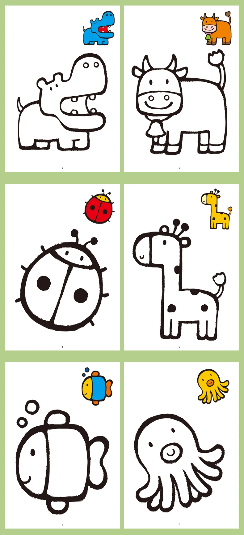 32 Seiten lustiger Zeichnungen, Malbuch für Kinder, 32 Muster, Tierfrucht, Transport, Meerestier-Thema, Aufklärungsbuch – Detail 2