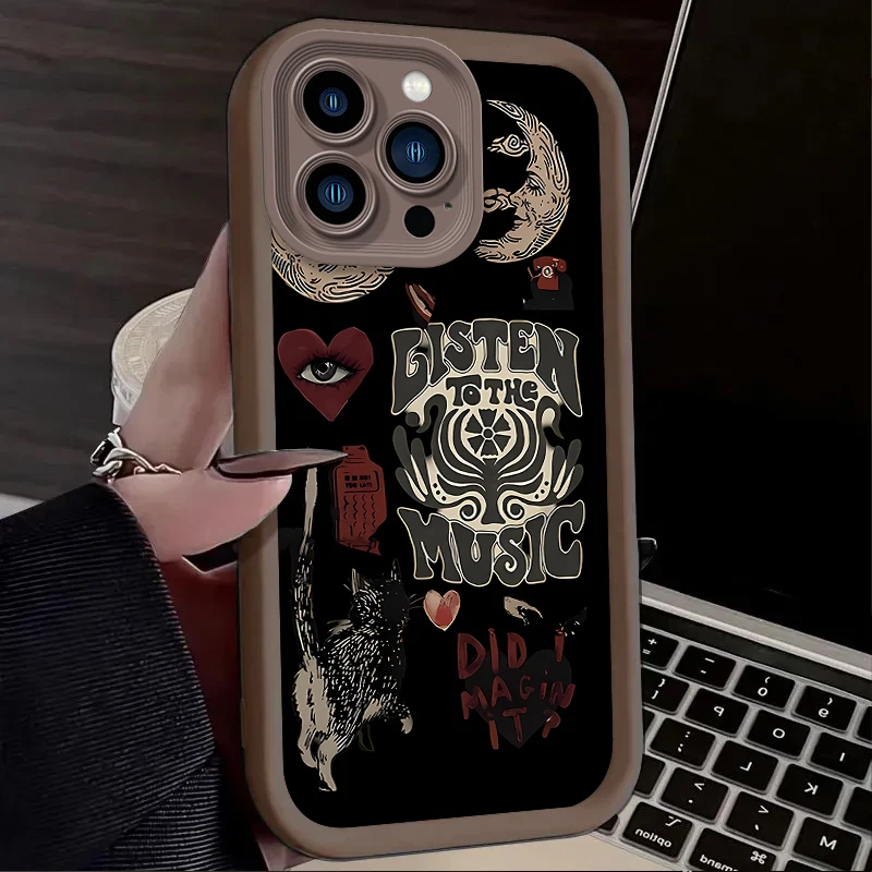 الجمالية طباعة الشمس القمر القضية آيفون 17 الهواء 16 16E 15 14 13 12 11 برو ماكس X XS X S ماكس XR SE 2020 SE4 7 8 غطاء سيليكون #6