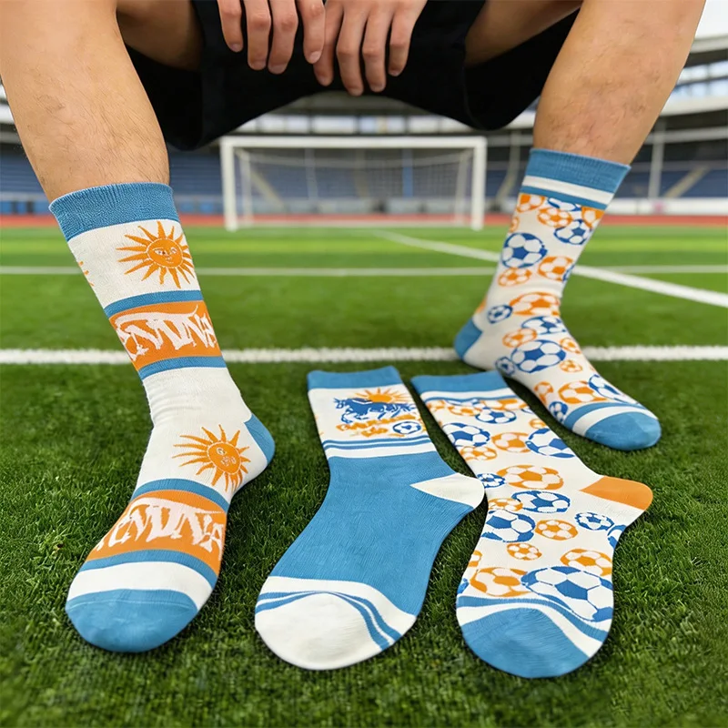 

1/3 Pairs Men's Soccer Crew Socks Breathable Sweat Wicking Sport Mid Calf Casual Fashion Sports Socks