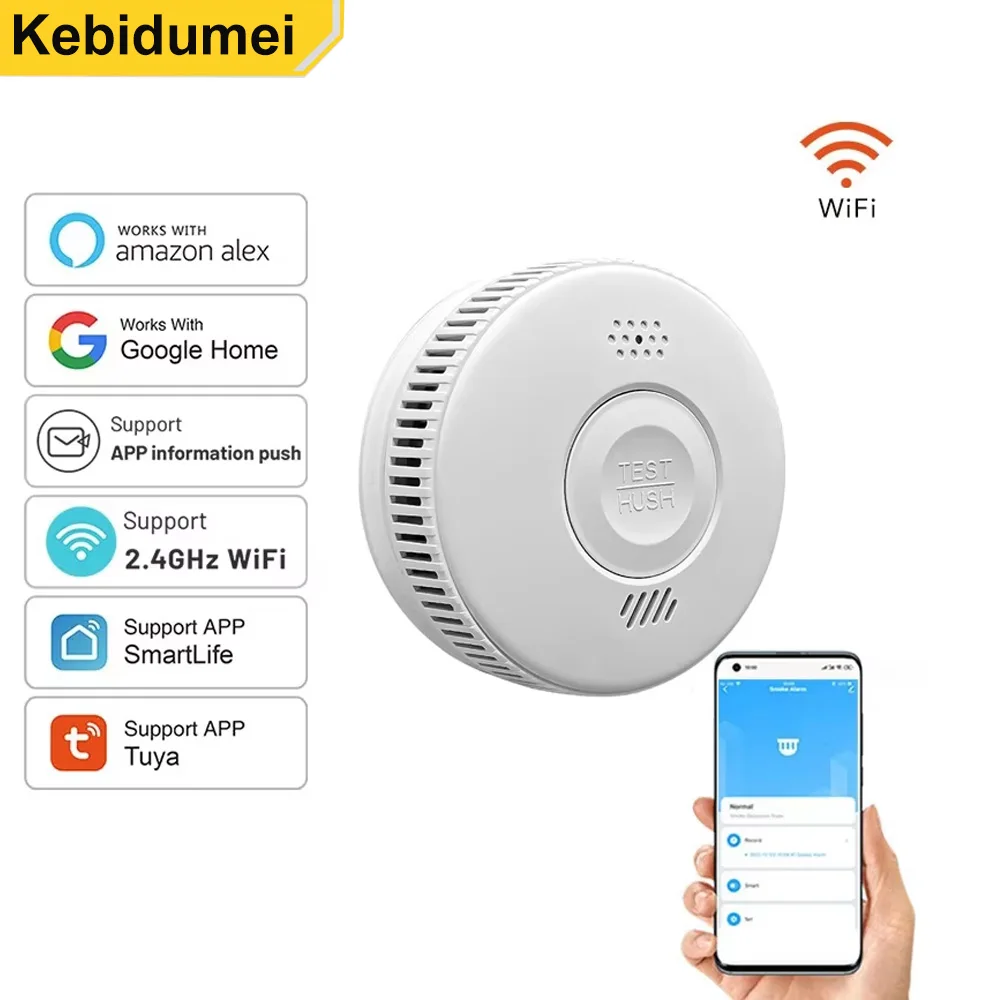

Tuya Smart WiFi Smoke Sensor Fire Protection Smoke Detector 85dB Sound Security System Firefighters Smartlife APP Control