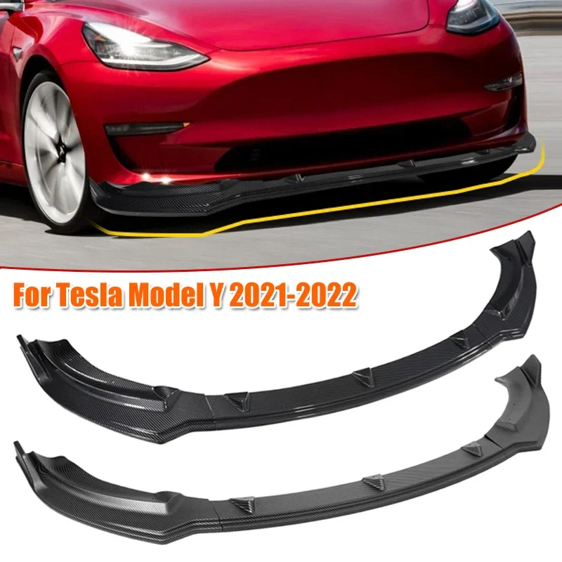 

3pcs/set Car Front Bumper Lip Body Kit Spoiler for Tesla Model Y 2020-2021
