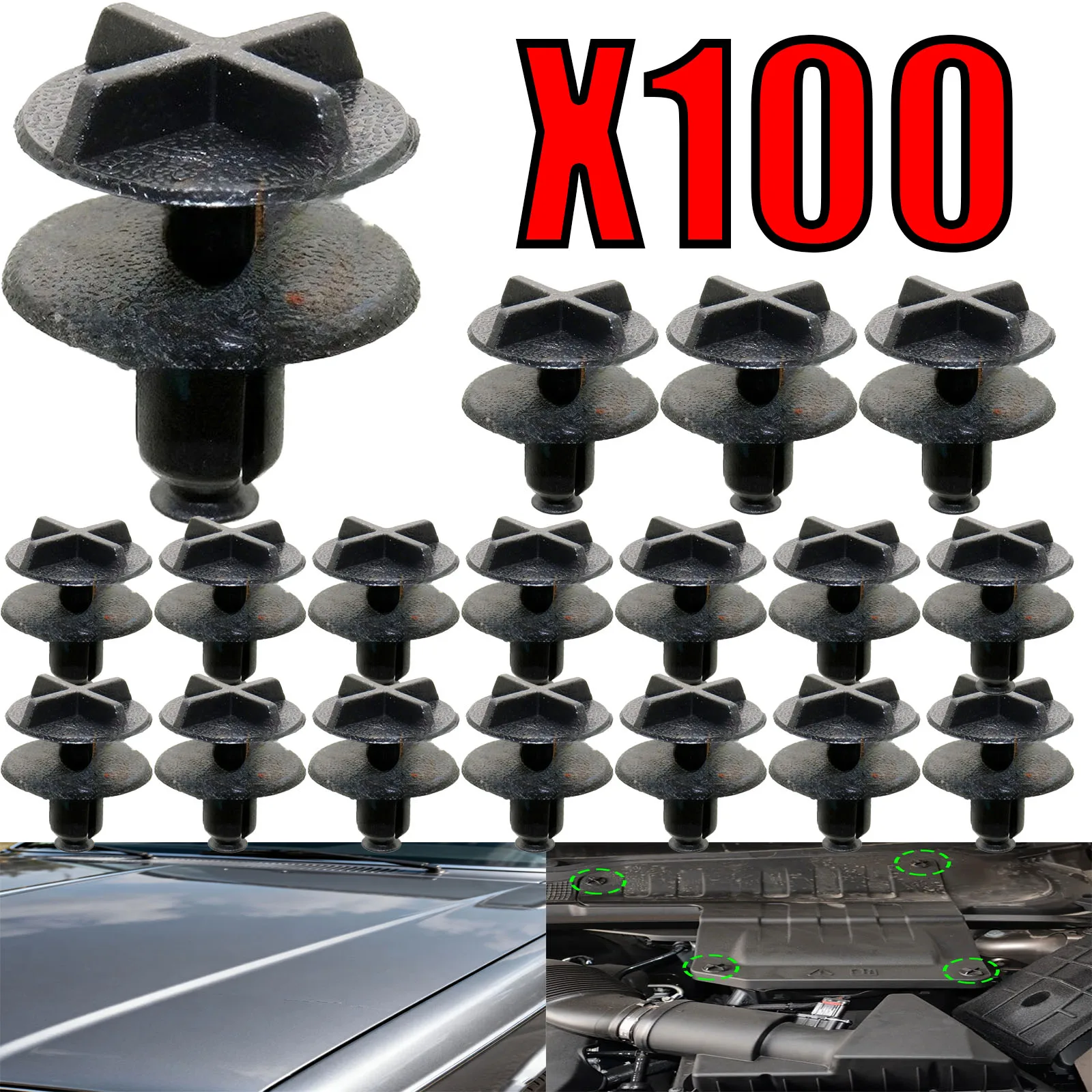 

10-100X Car Battery Cover Cowl Side Panel Retainer Sight Shield Clips For Land Rover LR024316 Range Rover Evoque Jaguar XR812941