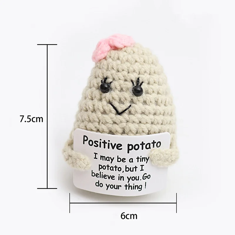 New Positive Energy Potato Stuffed Plants Boys Girls Mini Handmade Plush Wool Knitting Doll with Card Kids Christams Gift Toys