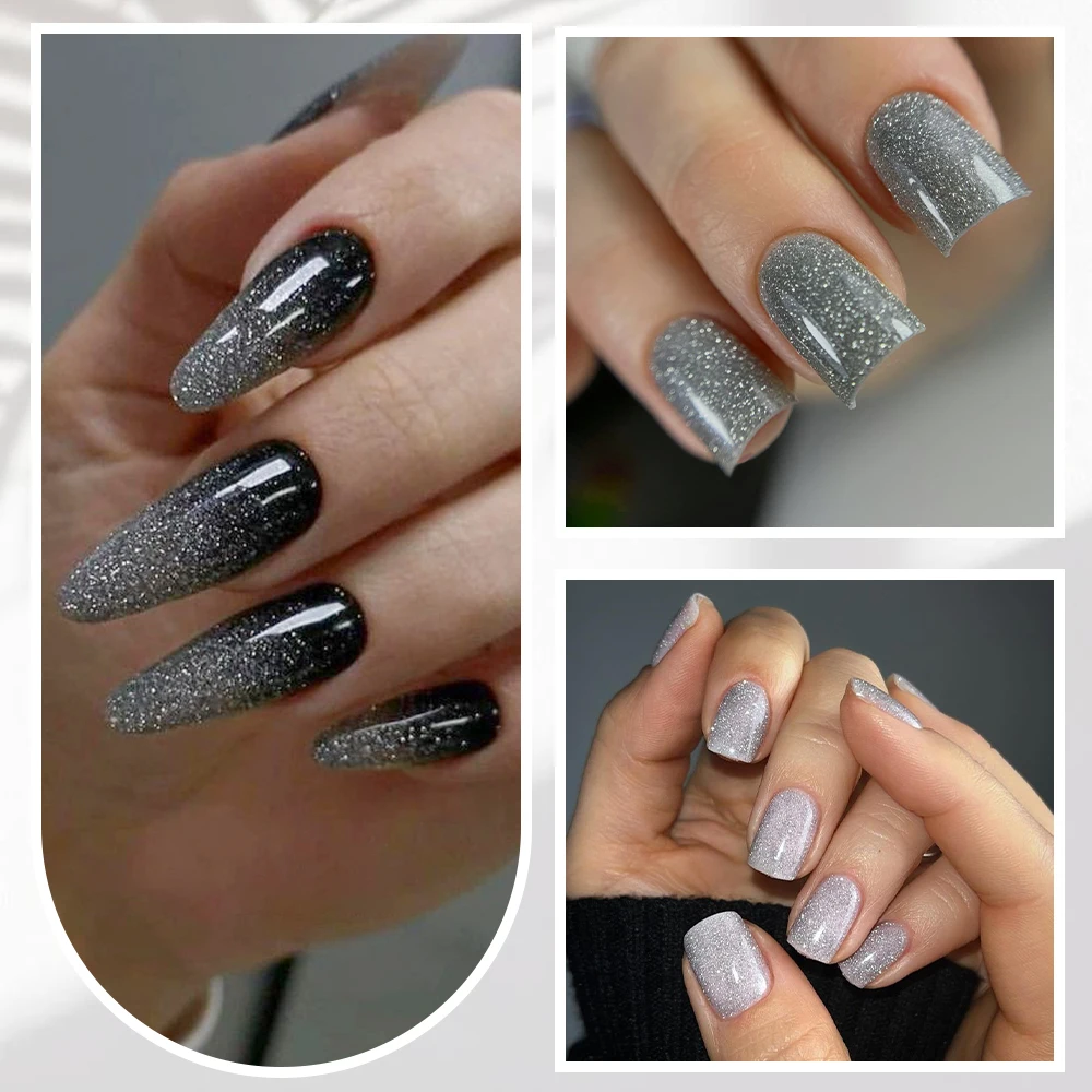 6 زجاجة غمس مسحوق الاكريليك مسحوق تراجع مسحوق الأظافر مجموعة أسود + أبيض بريق بوليمر لتمديد الأظافر غمس الحنين الصباغ