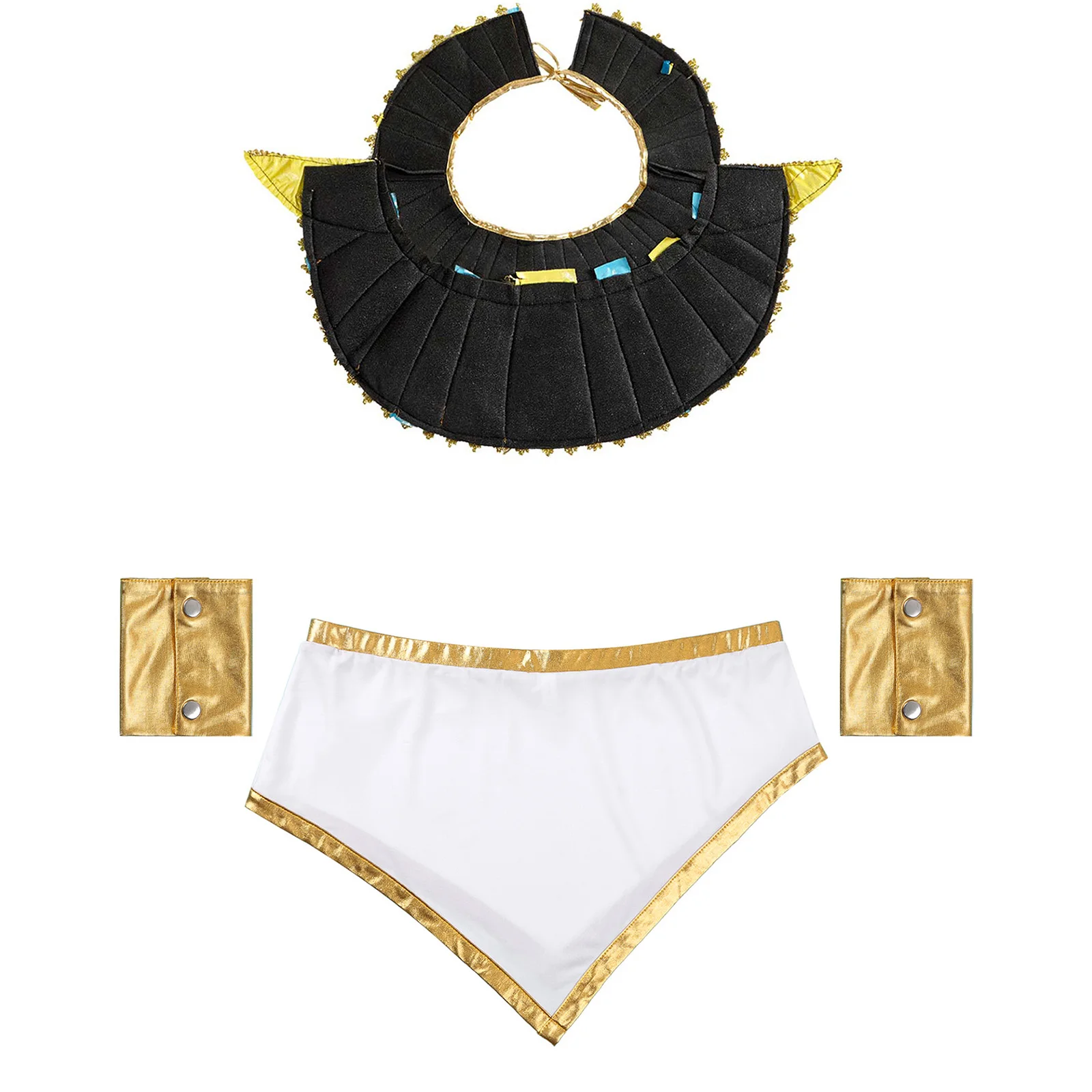 زي تنكري للرجال من مصر القديمة، تنورة ذات ياقة لامعة معدنية وأكمام جديدة لحفلات الهالوين التنكرية