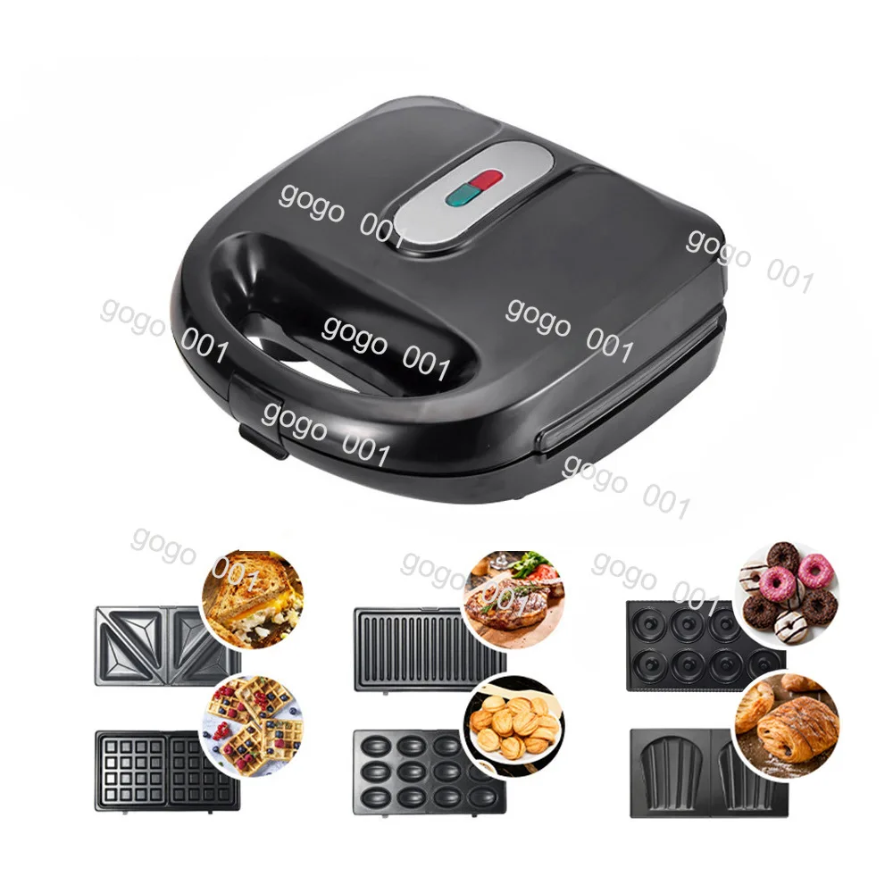 

110 В 6-в-1 сэндвич-машина Вафельный пончик Стейк-машинаE Panini Breakfast MaChine