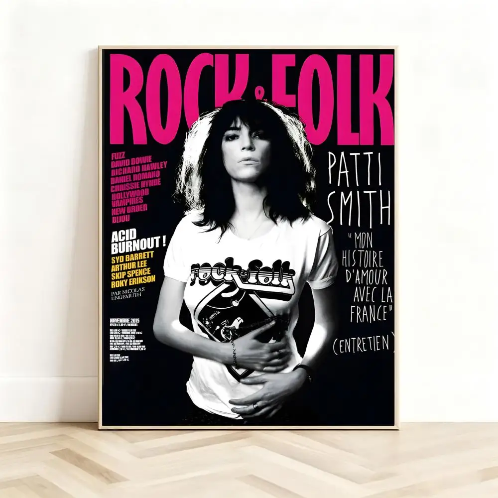 Cool Rock Artist P-Patti Smith Poster Classic Self-Adhesive PP Wall Sticker for Living Room Bar Decor Gift