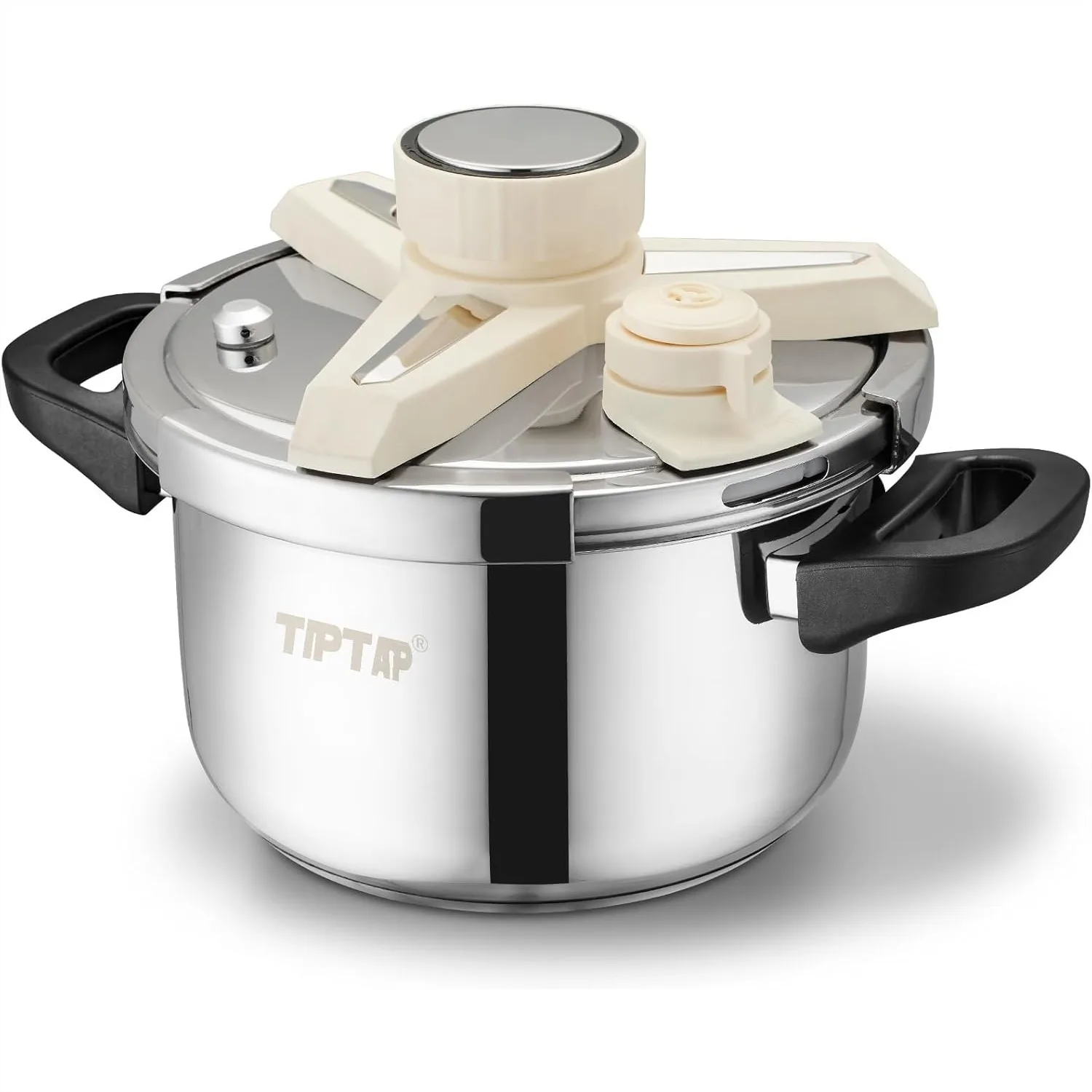 

4.5 QT Stainless Steel Pressure Cooker with Glass Lid, Fast Cooking for Soups and Stews, Works on Gas & Induction