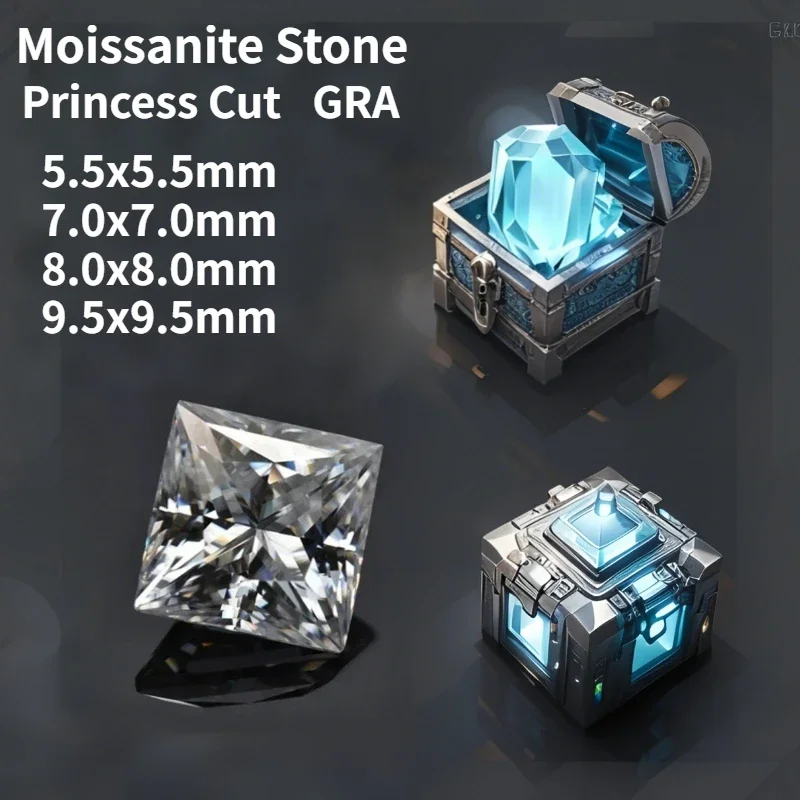 

Princess Cut Moissanite Loose Stone D Color 0.6-6.0ct VVS1 Gemstone Synthetic Lab Created Diamond Jewelry With Certificate