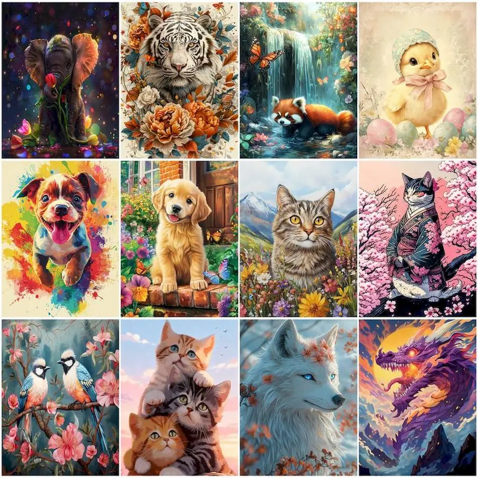 

RUOPOTY Painting By Numbers On Canvas Animals Color Markers Picture Drawing Oil Diy Crafts Handicraft Paint Pictures By Numbers