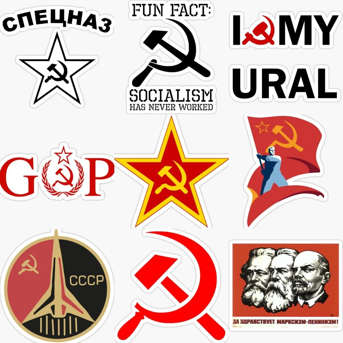 

Soviet Socialism Sickle Hammer Flag Sticker Laptop Motorcycle Accessories Camper Van Bicycle Car Window Truck Wall Glass Decal