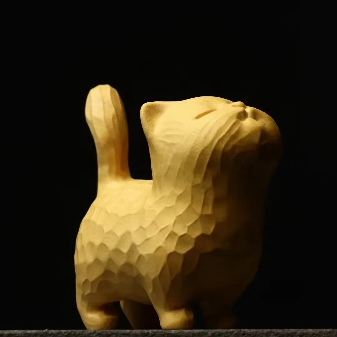 

Прекрасная статуя кошки из самшита, нецке, украшение стола, ручная деталь
