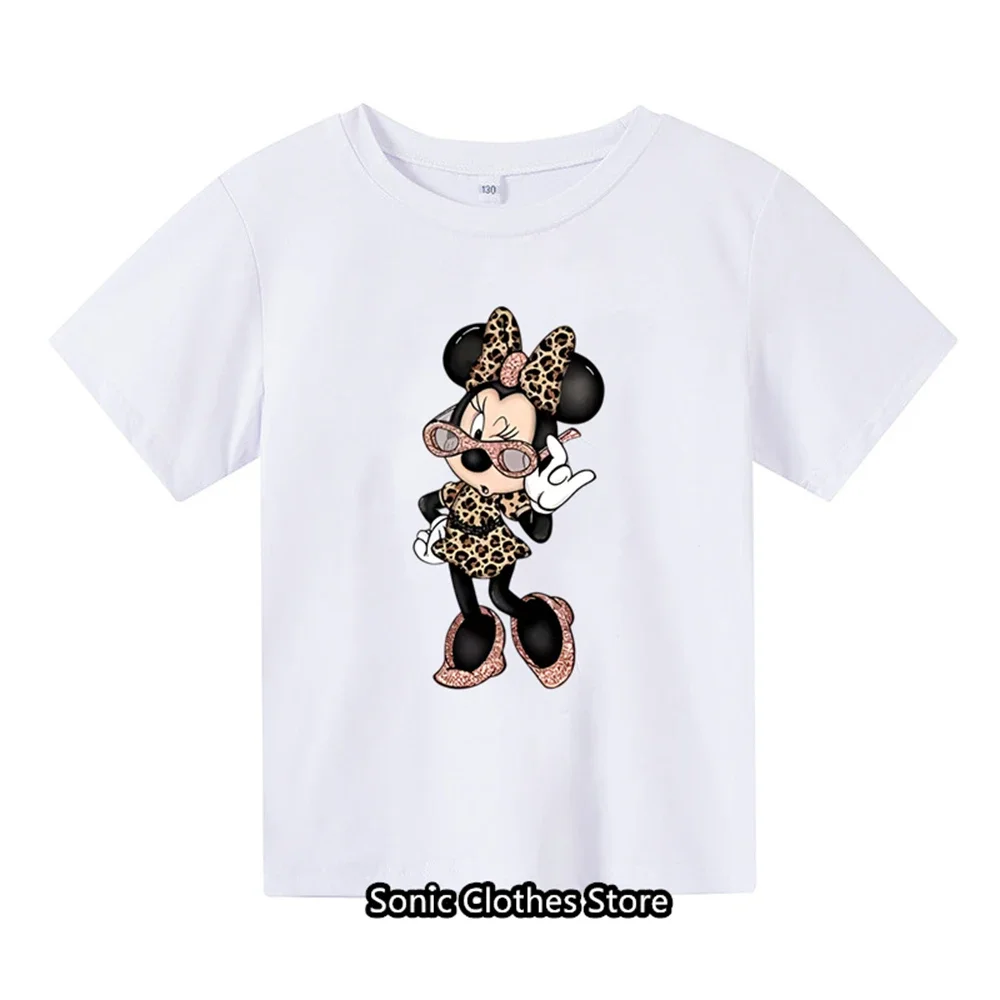 

Summer Girls Boy TShirt Minnie Mouse Short Sleeve T-shirt Print Children's Love Cartoon Kids Clothes Y2k Tops For Women