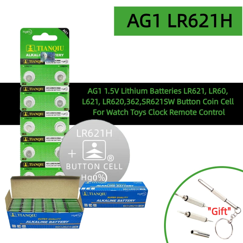 

AG1 1.5V Original Lithium Batteries LR621, LR60, L621, LR620,362,SR621SW Button Coin Cell for Watch Toys Clock Remote Control
