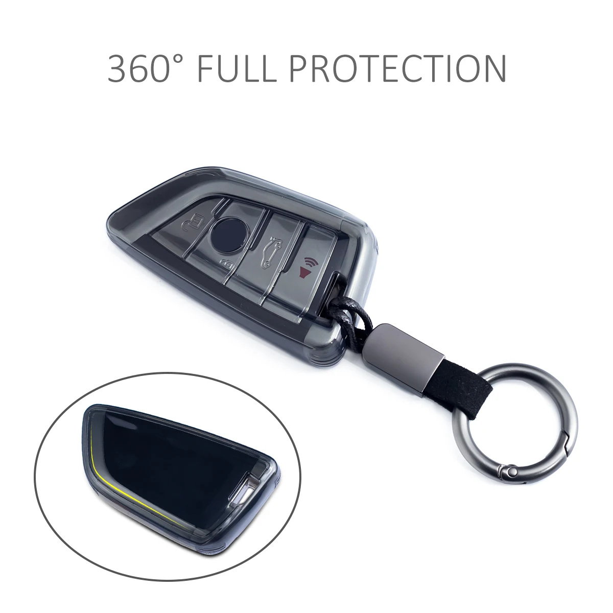 Sottile Chiave Dell'automobile Fob Caso Della Copertura Della Catena Per BMW X1 X2 X3 X4 X5 X6 X7 118i 120i 220i 320i 330i 430i 530i 540i 740i Nero Trasparente