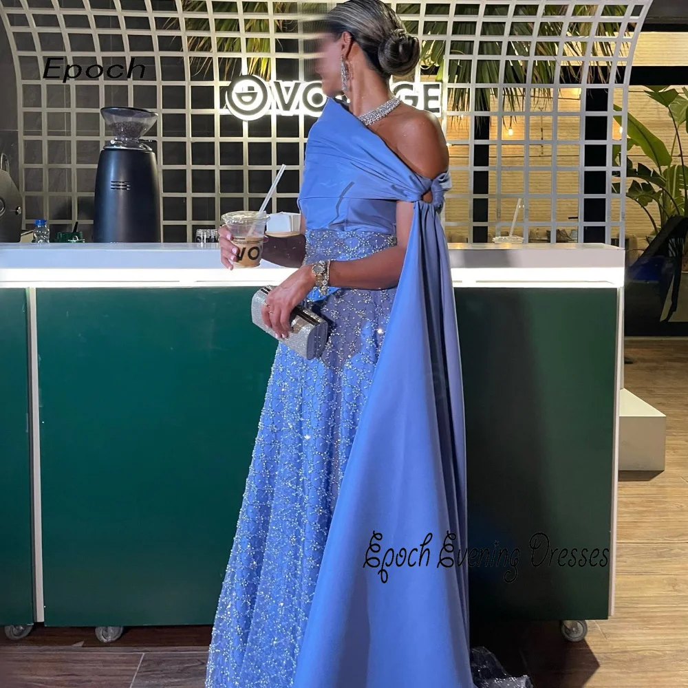 Epoch Long Evening Dress فساتين مناسبة رسمية One-Shoulder Elegant Sequined Formal Prom Gown With Shawl For Noble Women 2024