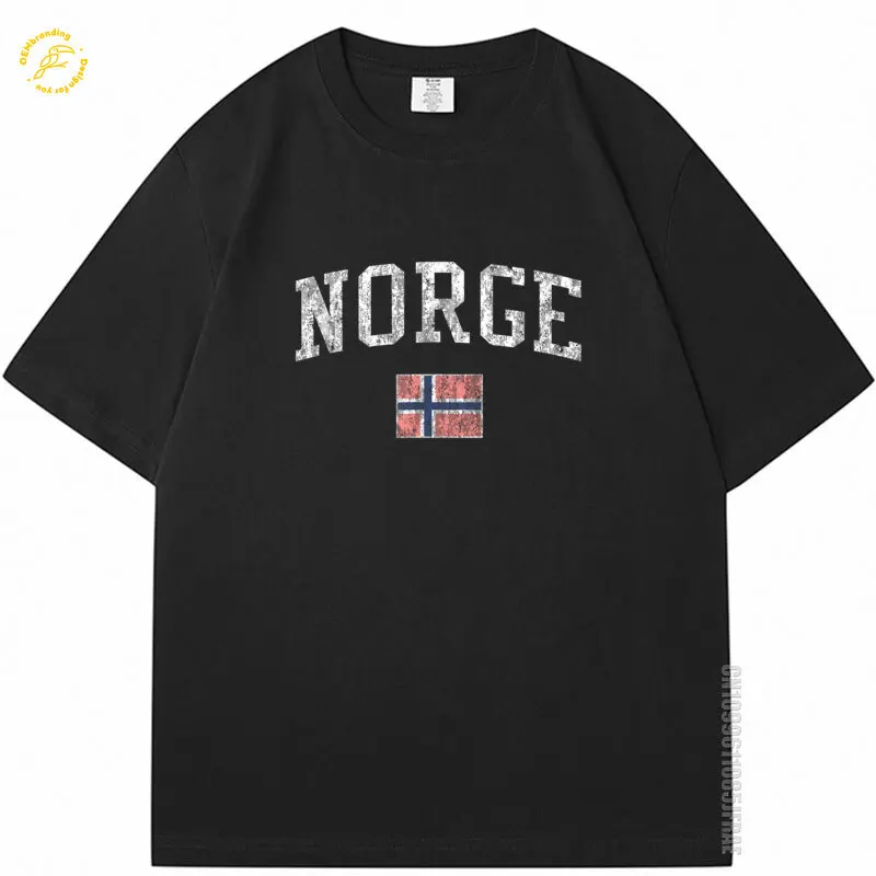 

Norway Vintage Design Norge Norwegian Cotton Tshirt Man Oversized T-Shirt Men's T Shirts Cool Clothes Anime Short Sleeve